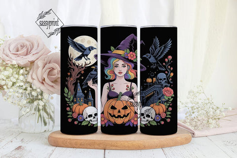 Mystical Halloween Witch 20oz Tumbler Sublimation sassyprint 