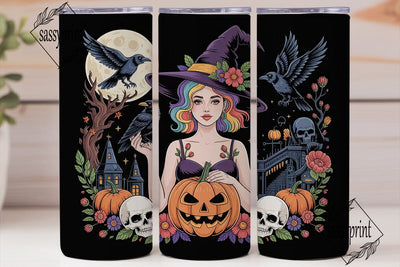 Mystical Halloween Witch 20oz Tumbler Sublimation sassyprint 