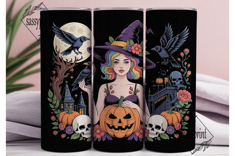 Mystical Halloween Witch 20oz Tumbler Sublimation sassyprint 