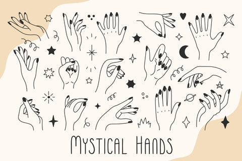 Mystical Hands Doodle PNG Clipart Sublimation Rin Green 