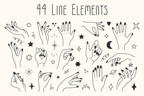 Mystical Hands Doodle PNG Clipart Sublimation Rin Green 