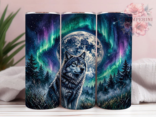 Mystical Howling Wolf 20oz Tumbler, Howling Wolf, Mystical Design, Moonlit Scene, Fantasy Vibes, Dark Aesthetic, 20oz Wrap, Sublimation Tumbler Sublimation Li Zamperini 