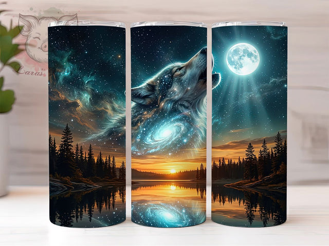 Mystical Howling Wolf 20oz Tumbler, Mystical Wolf, Howling Wolf, Wolf Tumbler, 20oz Tumbler, Mystical Tumbler, Moon Wolf, Tumbler Wrap Sublimation Lara' s Designs 