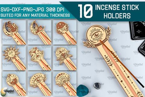 Mystical Incense Stick Holders Laser Cut Bundle. Magical SVG SVG Evgenyia Guschina 