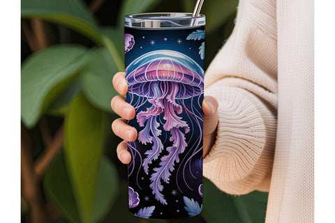 Mystical Jellyfish 20oz Tumbler Wrap Sublimation DesignSVG 