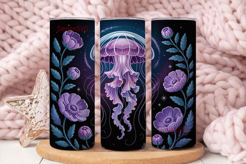 Mystical Jellyfish 20oz Tumbler Wrap Sublimation DesignSVG 
