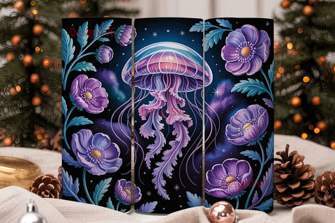 Mystical Jellyfish 20oz Tumbler Wrap Sublimation DesignSVG 