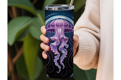Mystical Jellyfish 20oz Tumbler Wrap Sublimation DesignSVG 