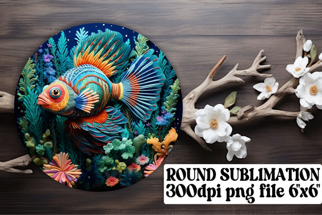 Mystical Koi 3D Embroidered Fish Circle Sublimation Graphic Sublimation afrosvg 