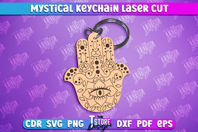 Mystical Laser Keychain | Mystical Symbols Design | Magic Sign Hamsa SVG The T Store Design 
