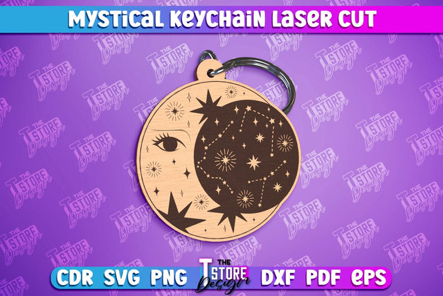 Mystical Laser Keychain | Mystical Symbols Design | Magic Sign Moon SVG The T Store Design 