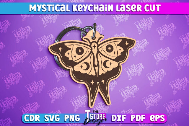 Mystical Laser Keychain | Mystical Symbols Design | Magic Sign Moth SVG The T Store Design 
