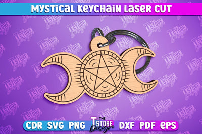 Mystical Laser Keychain | Mystical Symbols Design | Magic Sign Triple Moon SVG The T Store Design 