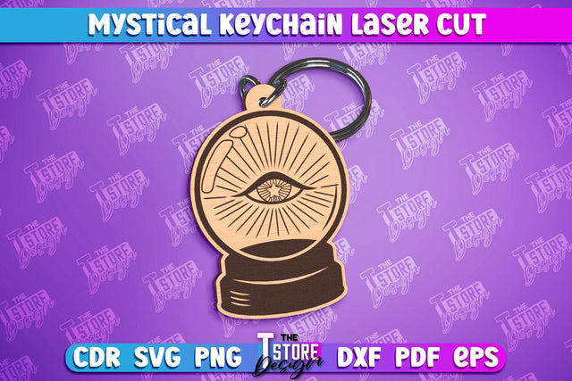 Mystical Laser Keychain | Mystical Symbols Design | Sign Magic Ball with All-Seeing Eye SVG The T Store Design 