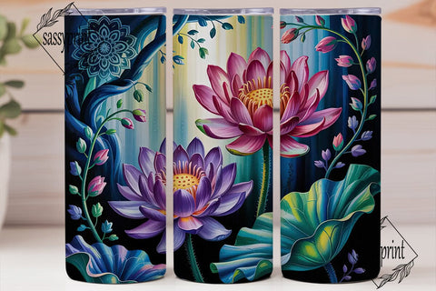 Mystical Lotus 20oz Tumbler Wrap Sublimation sassyprint 