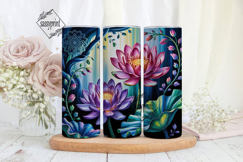 Mystical Lotus 20oz Tumbler Wrap Sublimation sassyprint 
