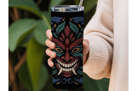 Mystical Mask Floral Tumbler Wrap Sublimation DesignSVG 
