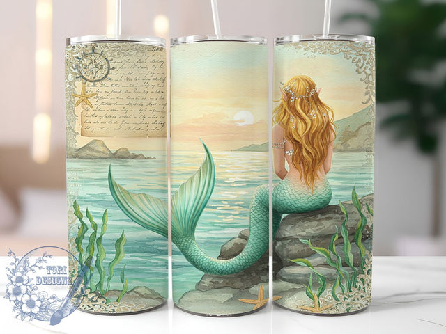 Mystical Mermaid Ocean Fantasy Tumbler, Ocean Fantasy Tumbler, 20oz Tumbler Sublimation, Mermaid Scale Tumbler Wrap, Underwater Magic Design, Enchanted Sea Tumbler, Boho Mermaid Aesthetic Sublimation ToriDesigns 
