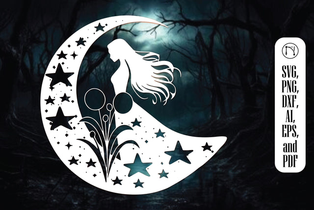 Mystical Moon Girl SVG Cut File SVG MD JOYNAL ABDIN 