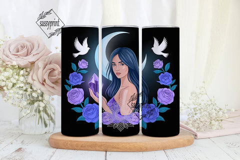 Mystical Moon Goddess 20oz Tumbler Wrap Sublimation sassyprint 