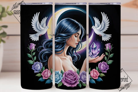 Mystical Moon Goddess 20oz Tumbler Wrap Sublimation sassyprint 