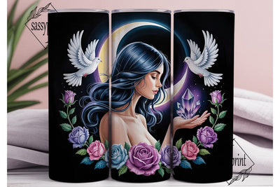 Mystical Moon Goddess 20oz Tumbler Wrap Sublimation sassyprint 