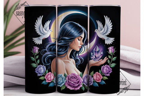 Mystical Moon Goddess 20oz Tumbler Wrap Sublimation sassyprint 
