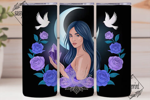 Mystical Moon Goddess 20oz Tumbler Wrap Sublimation sassyprint 