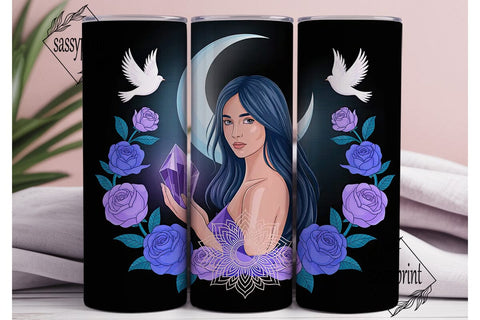 Mystical Moon Goddess 20oz Tumbler Wrap Sublimation sassyprint 