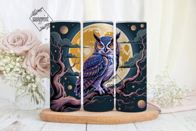 Mystical Moon Owl 20oz Tumbler Wrap Sublimation sassyprint 