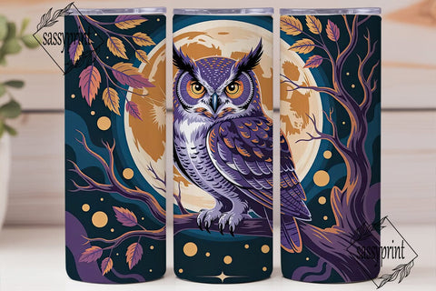 Mystical Moon Owl 20oz Tumbler Wrap Sublimation sassyprint 