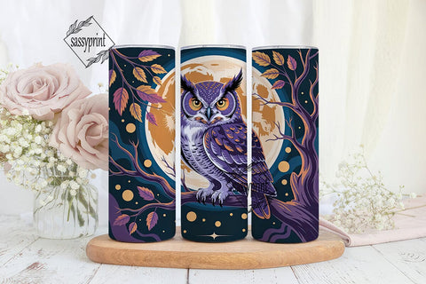 Mystical Moon Owl 20oz Tumbler Wrap Sublimation sassyprint 