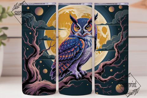 Mystical Moon Owl 20oz Tumbler Wrap Sublimation sassyprint 