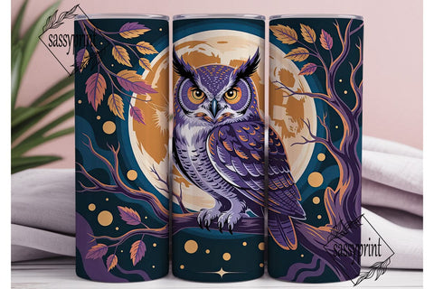 Mystical Moon Owl 20oz Tumbler Wrap Sublimation sassyprint 