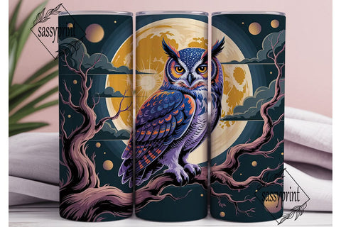 Mystical Moon Owl 20oz Tumbler Wrap Sublimation sassyprint 
