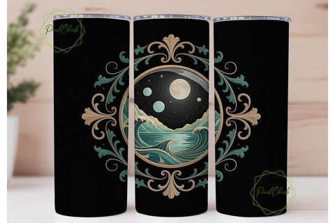 Mystical Moonlight Waters Tumbler Wrap Sublimation PixelChick 