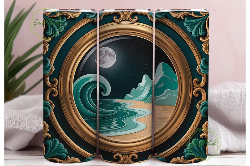 Mystical Moonlight Waters Tumbler Wrap Sublimation PixelChick 