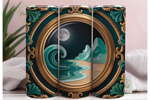 Mystical Moonlight Waters Tumbler Wrap Sublimation PixelChick 