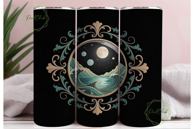 Mystical Moonlight Waters Tumbler Wrap Sublimation PixelChick 