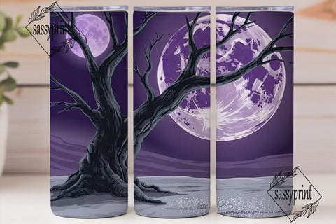 Mystical Moonlit Tree 20oz Tumbler Wrap Sublimation sassyprint 