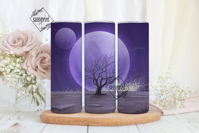Mystical Moonlit Tree 20oz Tumbler Wrap Sublimation sassyprint 