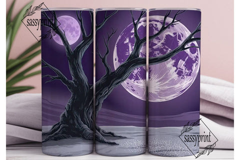 Mystical Moonlit Tree 20oz Tumbler Wrap Sublimation sassyprint 