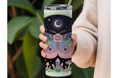 Mystical Moth 20oz Tumbler Wrap Sublimation DesignSVG 