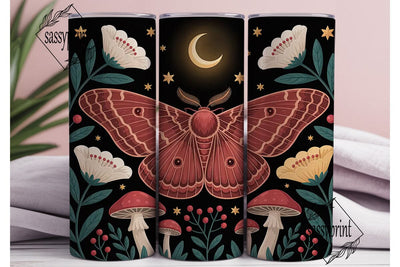 Mystical Moth Garden 20oz Tumbler Wrap Sublimation sassyprint 