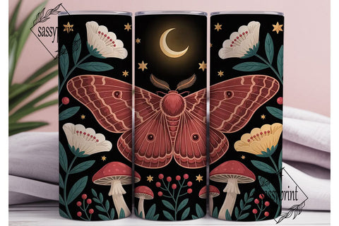 Mystical Moth Garden 20oz Tumbler Wrap Sublimation sassyprint 