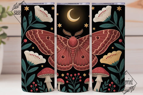 Mystical Moth Garden 20oz Tumbler Wrap Sublimation sassyprint 