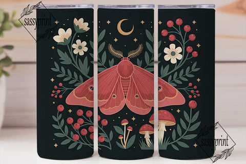 Mystical Moth Garden 20oz Tumbler Wrap Sublimation sassyprint 