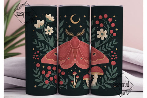 Mystical Moth Garden 20oz Tumbler Wrap Sublimation sassyprint 