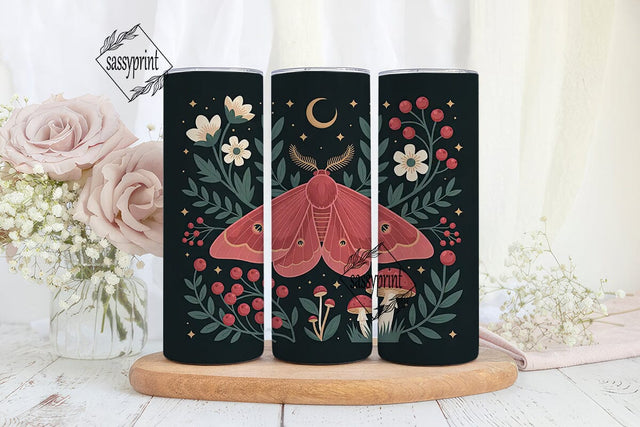 Mystical Moth Garden 20oz Tumbler Wrap Sublimation sassyprint 