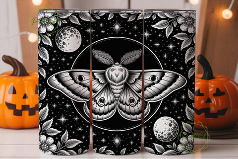 Mystical Moth Moon 20oz Tumbler Wrap Sublimation PixelChick 